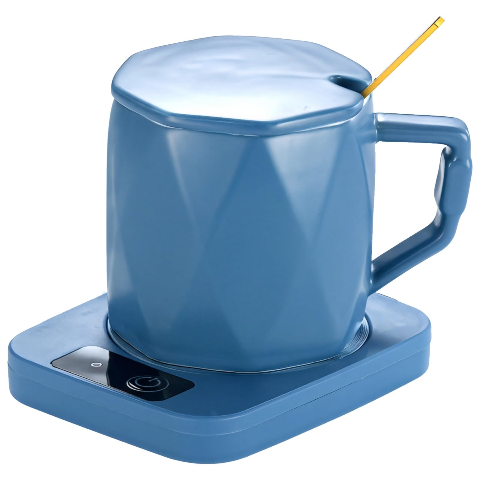 Mug Warmer with 55°C Ceramic Heat Control, Heating Pad, Blue, Key Button, Gift Box, Us Plug Included