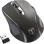 Wireless Mouse for Laptop,2400 DPI Wireless Computer Mouse with 6 Buttons,2.4G Ergonomic USB Cordless Mouse,15 Months Battery Life Mouse for Laptop PC Mac Computer Chromebook MacBook-Black