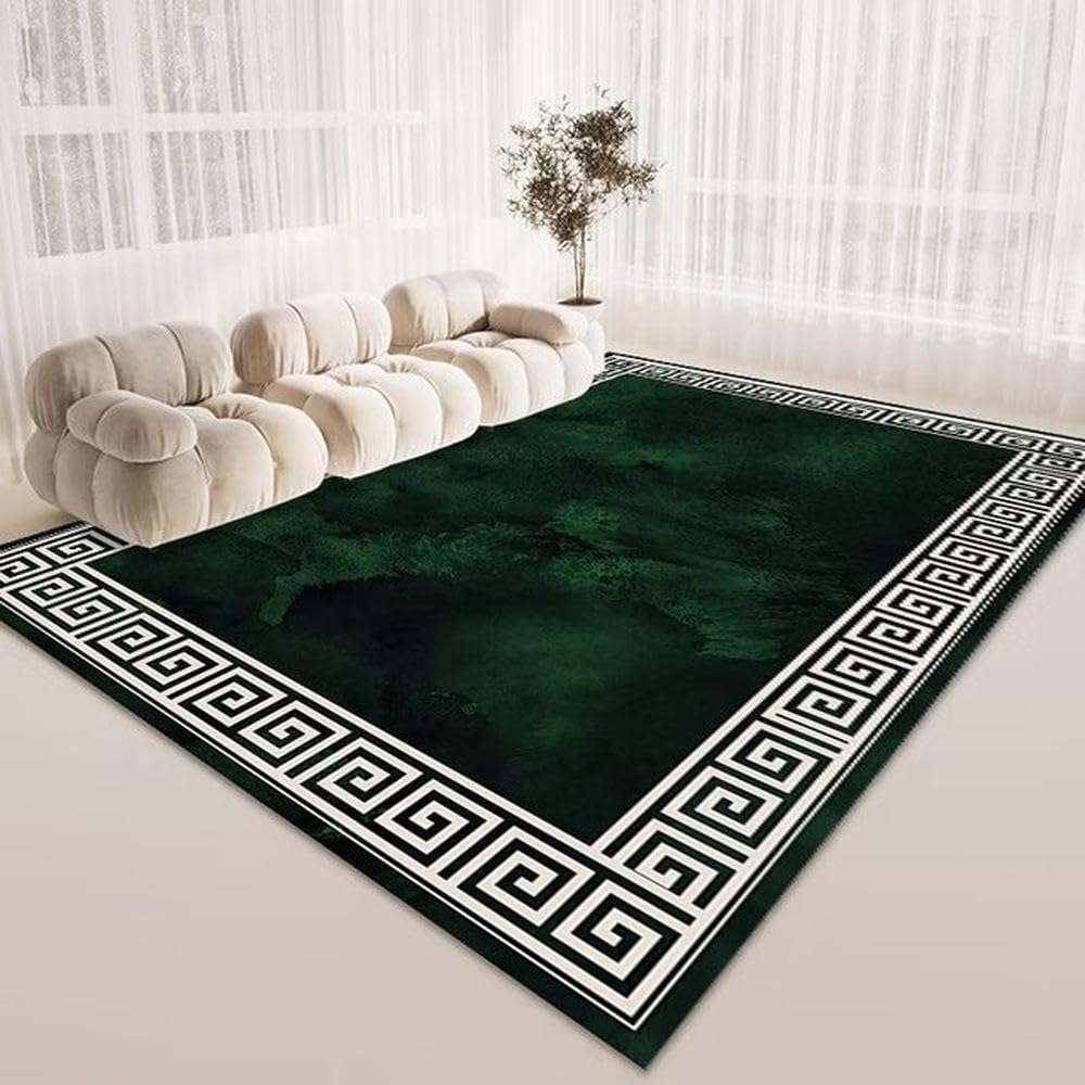 Tapis vert de style américain en flanelle douce pour grand salon et chambre 80x120 cm