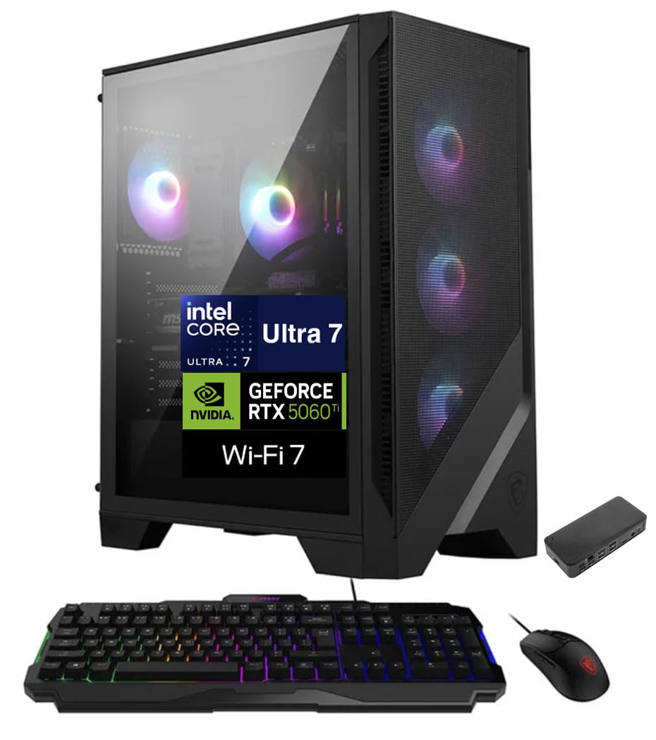 msi Codex R2 AI 2nd AI Gaming Desktop PC (Intel Ultra 7-265, GeForce RTX 5060 Ti 8GB GDDR7, 64GB DDR5, 8TB PCIe SSD, Win 11 Home) w/USB-C Dock