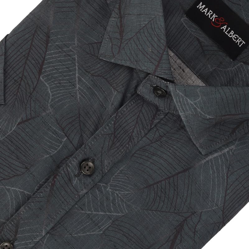 Image of MARK & ALBERT Men's 100% Cotton Half Sleeves Slim Fit Mens Shirt