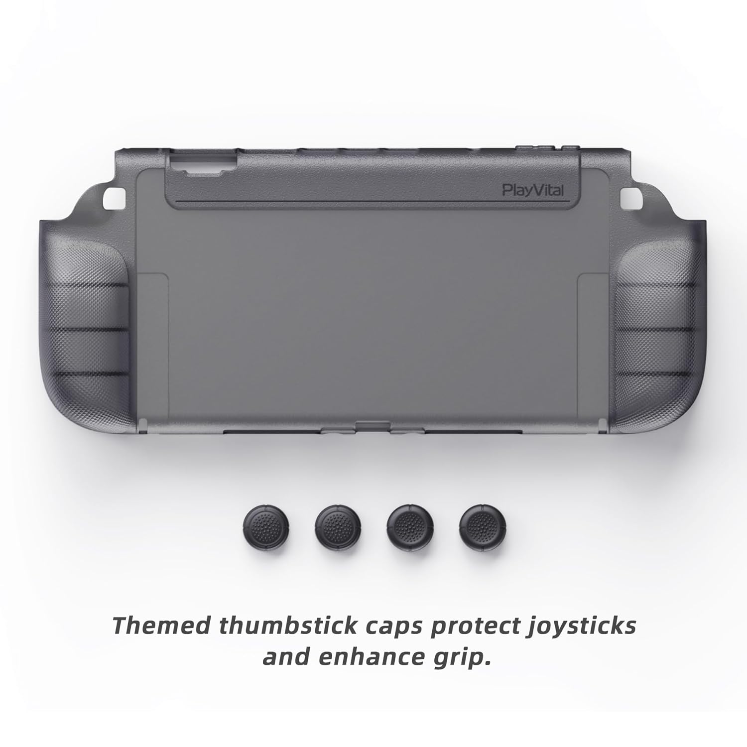 PlayVital Pure Grip Case for Nintendo Switch 2 – Shockproof TPU Cover Ergonomic Anti-Slip Grips Design & Thumbstick Caps - Clear Black - Image 9