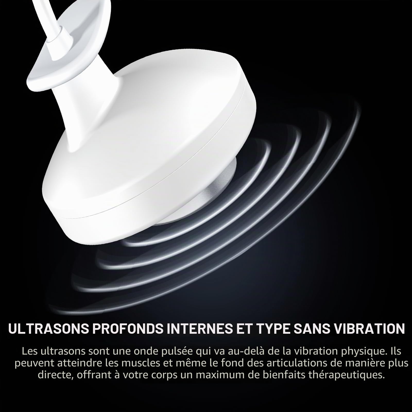 Appareil de massage portable à ultrasons pour soulager les muscles et les articulations, 5 niveaux de réglage, appareil de massage de physiothérapie à ultrasons pour usage domestique (Blanc 03F)