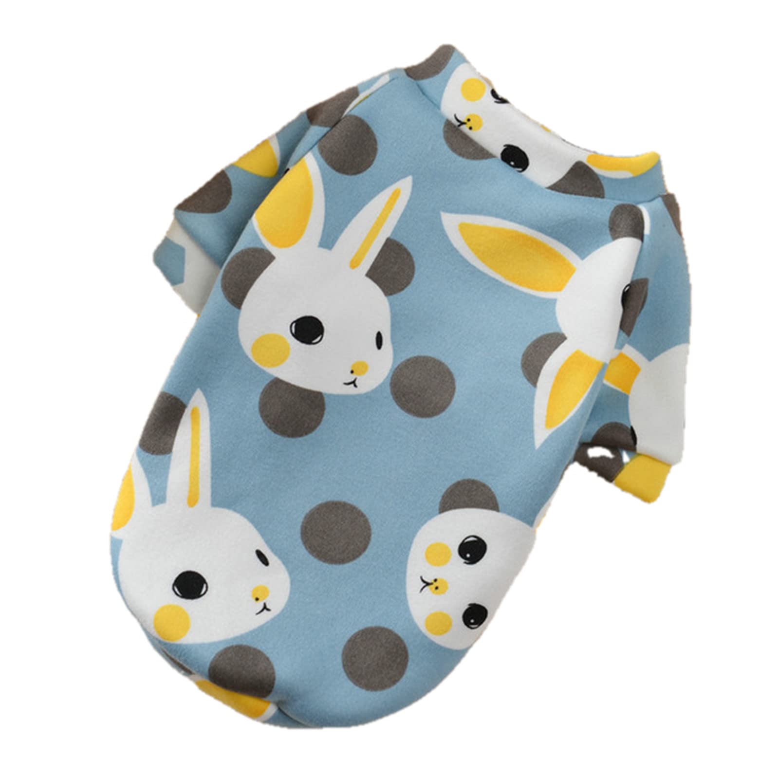 Ropa de perro en algodón puro suave y abrigo azul con diseño de conejo M