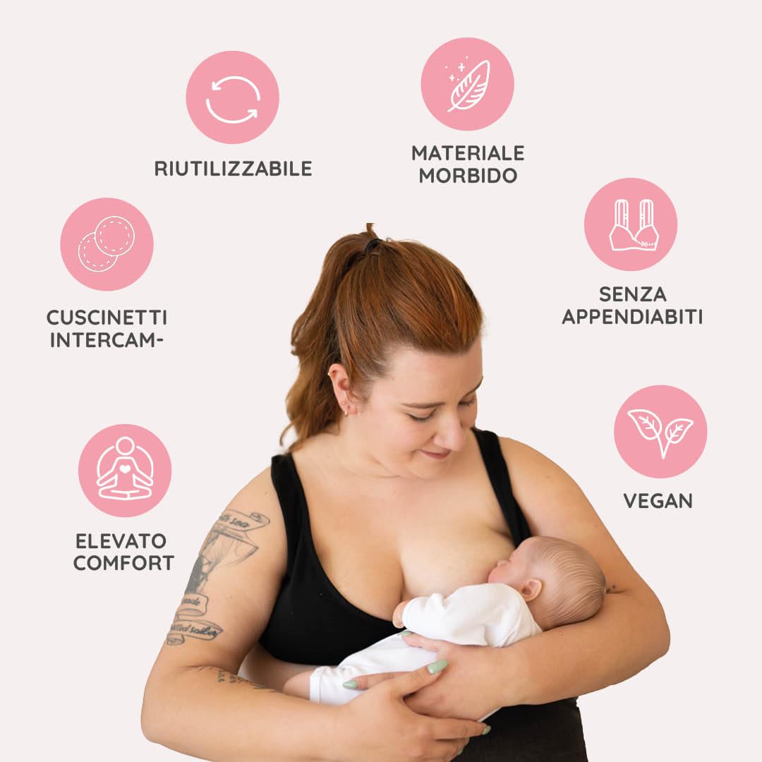 MYLILY Reggiseno Allattamento | Reggiseno Donna Comoda | con assorbenti per L'Allattamento Lavabili e riutilizzabili | Reggiseni Allattamento Comodi | Vestiti Allattamento Donna