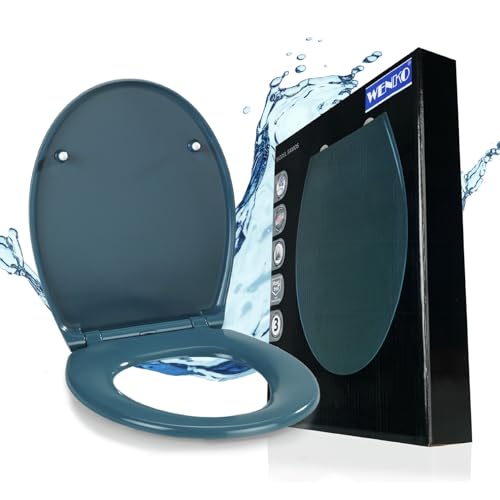 WENKO Abattant WC Samos avec Frein de Chute | Lunette Toilettes clipsable avec Fixation INOX | Installation Facile et Rapide | Duroplast hygiénique |...