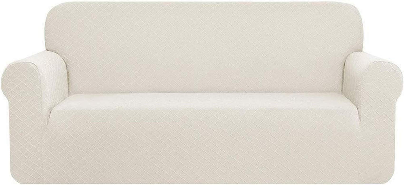 SDYdsgE sofa cover， Rhombus Sofa Cover Polyester Spandex Armchair Slipcover Cream White 3 Seater/Sofa Stylish Room Decoration(Cream White,3 Seater/Sofa)