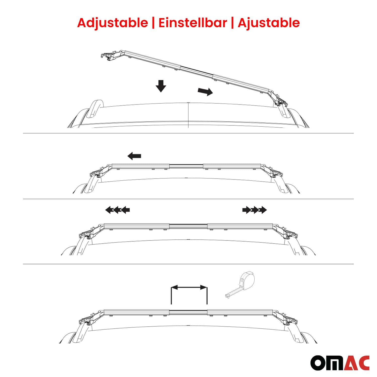 OMAC Barres de Toit transversales certifiées TÜV pour Toyota Corolla mk12 Break 2019-2026 – Verrouillables (4 antivols) – Charge Max 100 kg – Fixation Durable Argent