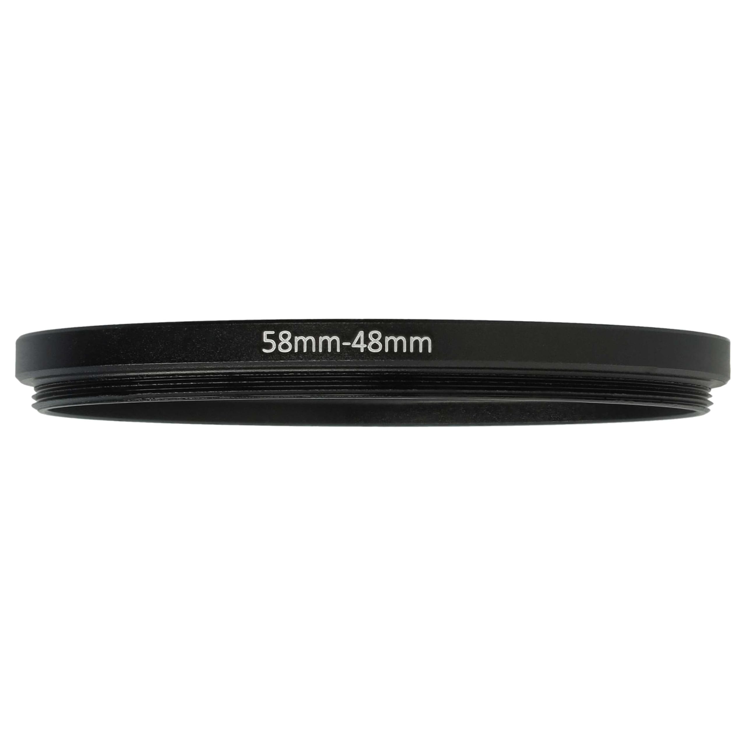 vhbw pierścień adaptera step-down 58 mm do 48 mm do aparatu - adapter filtra, czarny metal