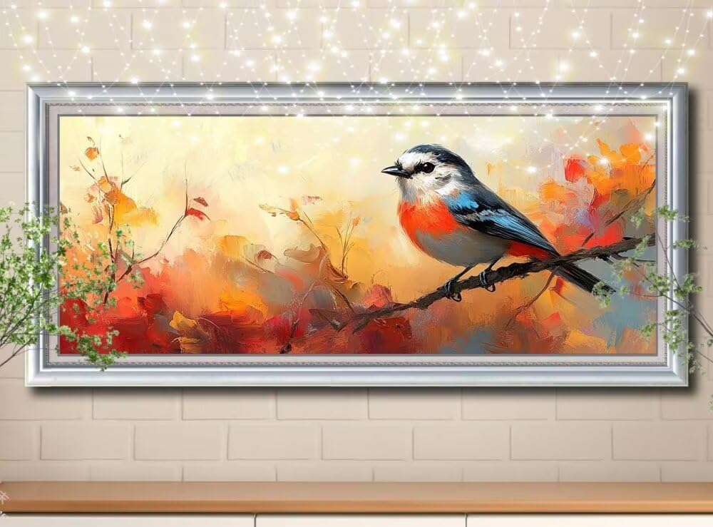 Niebieski ptak, krajobraz DIY zestawy do malowania diamentami, 5D duży dorosły (60 x 120 cm), DIY diament haft krzyżykowy malowanie według numerów, malowanie diamentami do dekoracji domu 58Y-11903