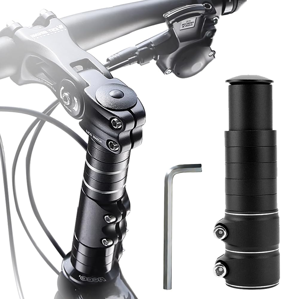 Lenkererhöhung Fahrrad, Fahrradlenker Erhöhung, Fahrradlenker Vorbau, Fahrrad Gabelschaftverlängerung Gabelschaftverlängerung mit Sechskantschlüssel für 28,6 mm MTB Rennrad Stadträder Schwarz