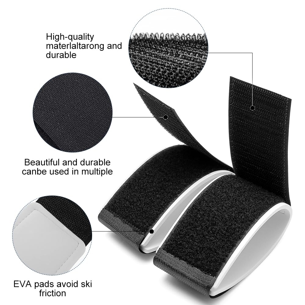 Correas de Esquí Ajustables, 4 Piezas Ski Straps, Bandas de Fijación para Esquís, Snowboard y Bastones