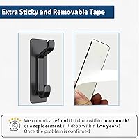 Vista 4 de pickpiff Gancho de puerta, extra pegajoso, 10 libras (máximo), soporte inoxidable para colgar toalla, abrigo, tela, bolso, sombrero, llave, negro