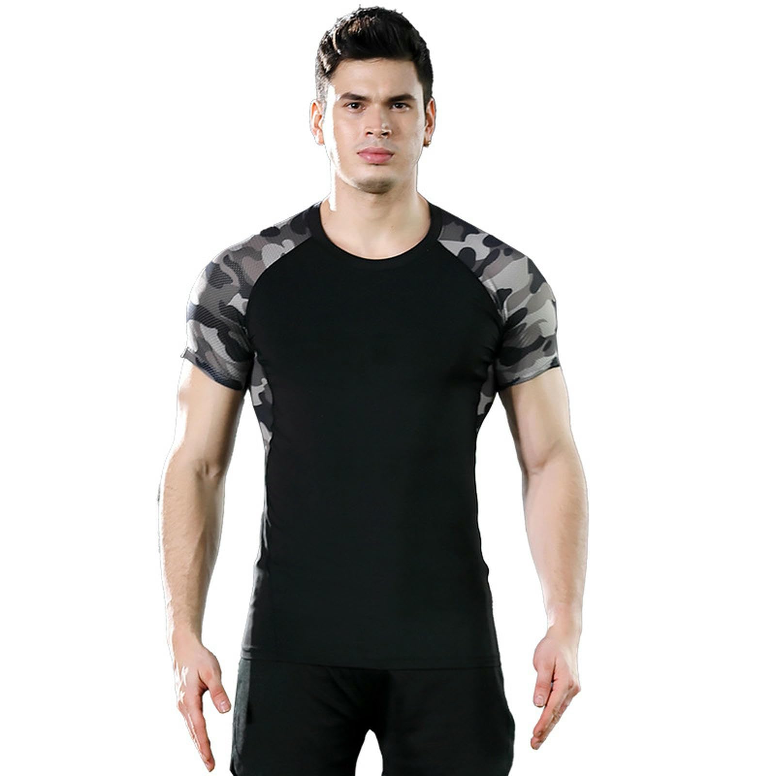 T-shirt de sport homme noir anti-transpiration à séchage rapide S