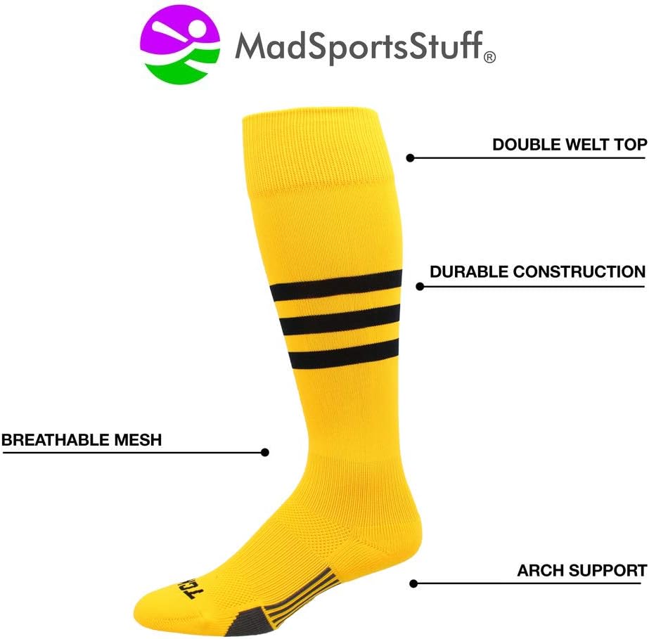 MadSportsStuff Dugout Striped Baseball Softball Socks | Performance Cushion & Support | Youth & Adult | Made in USA - Image 3
