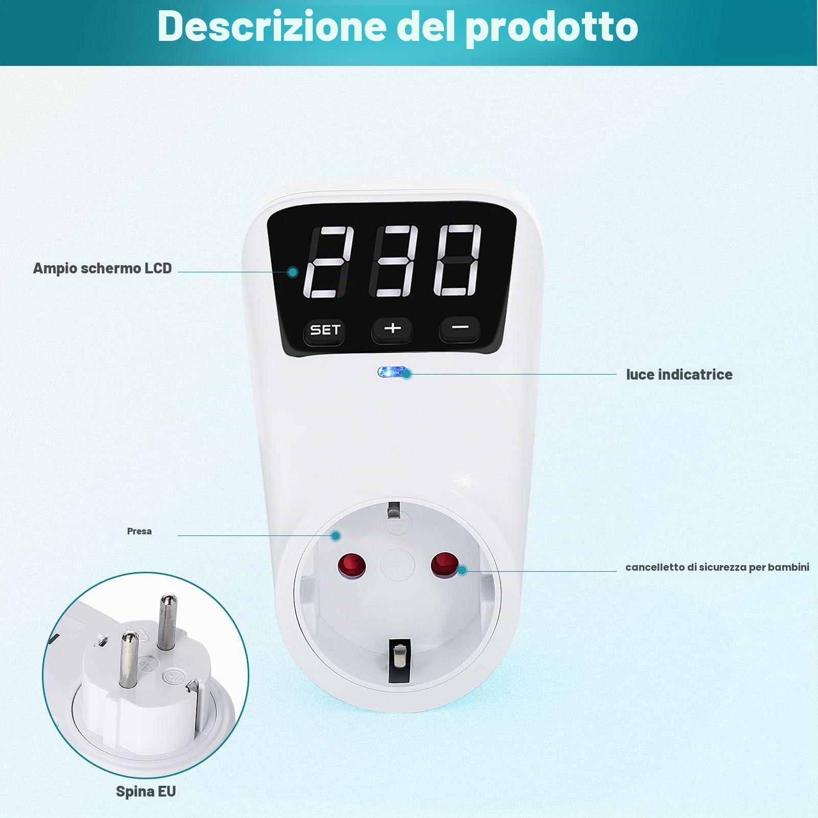 Spina di protezione da tensione, stabilizzatore di tensione dispositivo di protezione da tensione, presa automatica di protezione da tensione AC230V protezione da sovratensione e sottotensione