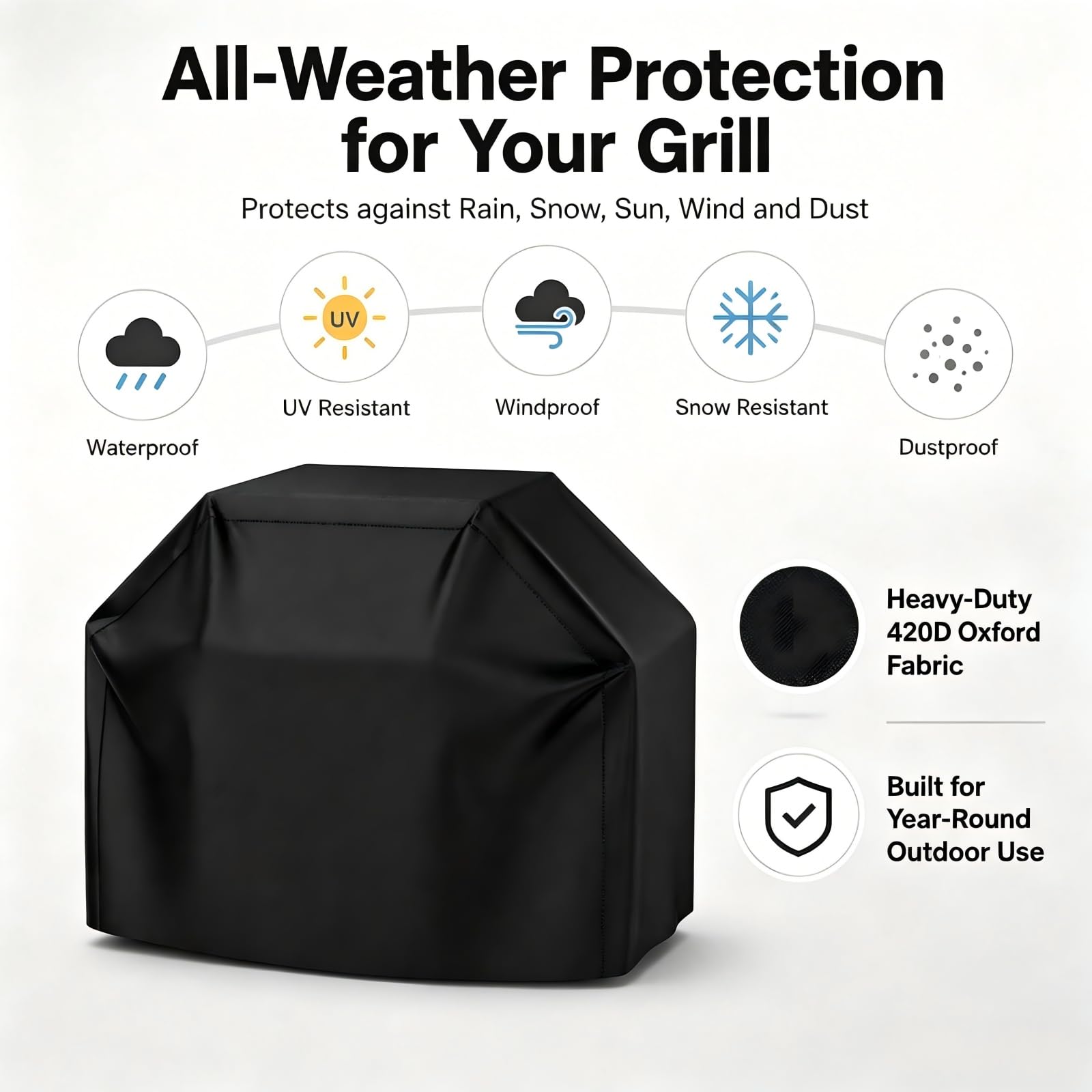 Copertura Barbecue per HENDI Gasgrill Fiesta 800 2021–2026,420D Oxford Impermeabile Telo BBQ Antivento e Anti UV con Cinghie Regolabili e Ventilazione