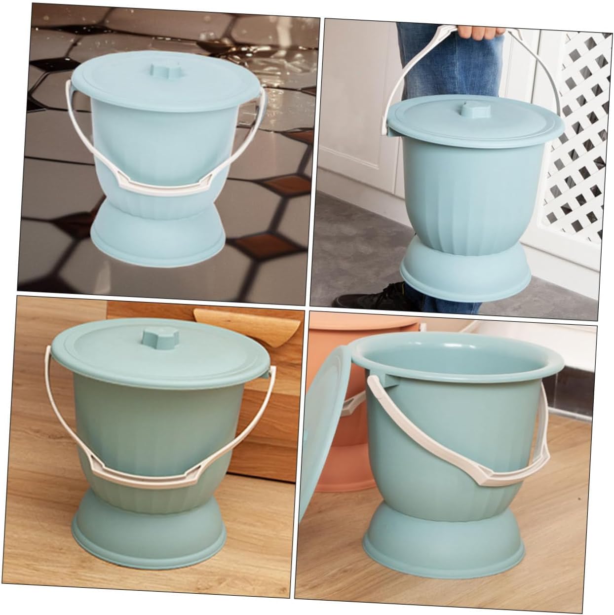 Portable Chamber Pot Lid Odor-Resistant High Foot Urine Bucket for Pregnant Women and Boys and Girls 1 Count for Bedrooms and Nighttime Use
