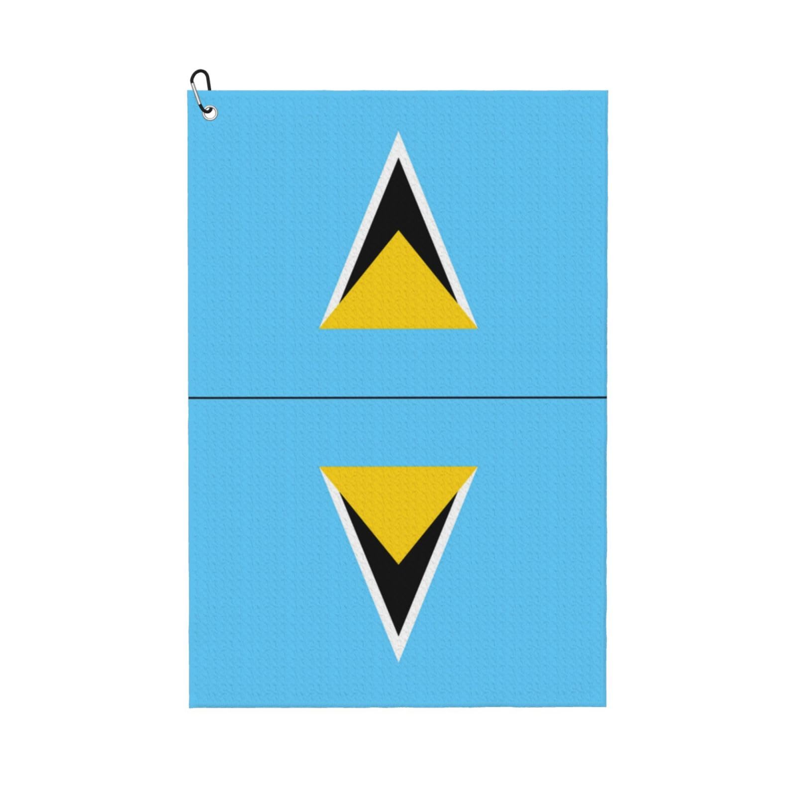 peiyeety National Flag of Saint Lucia Microfiber Golf Towel with Carabiner Clip, 16x24 Inch Absorbent Waffle Weave Towel for Golf Bags
