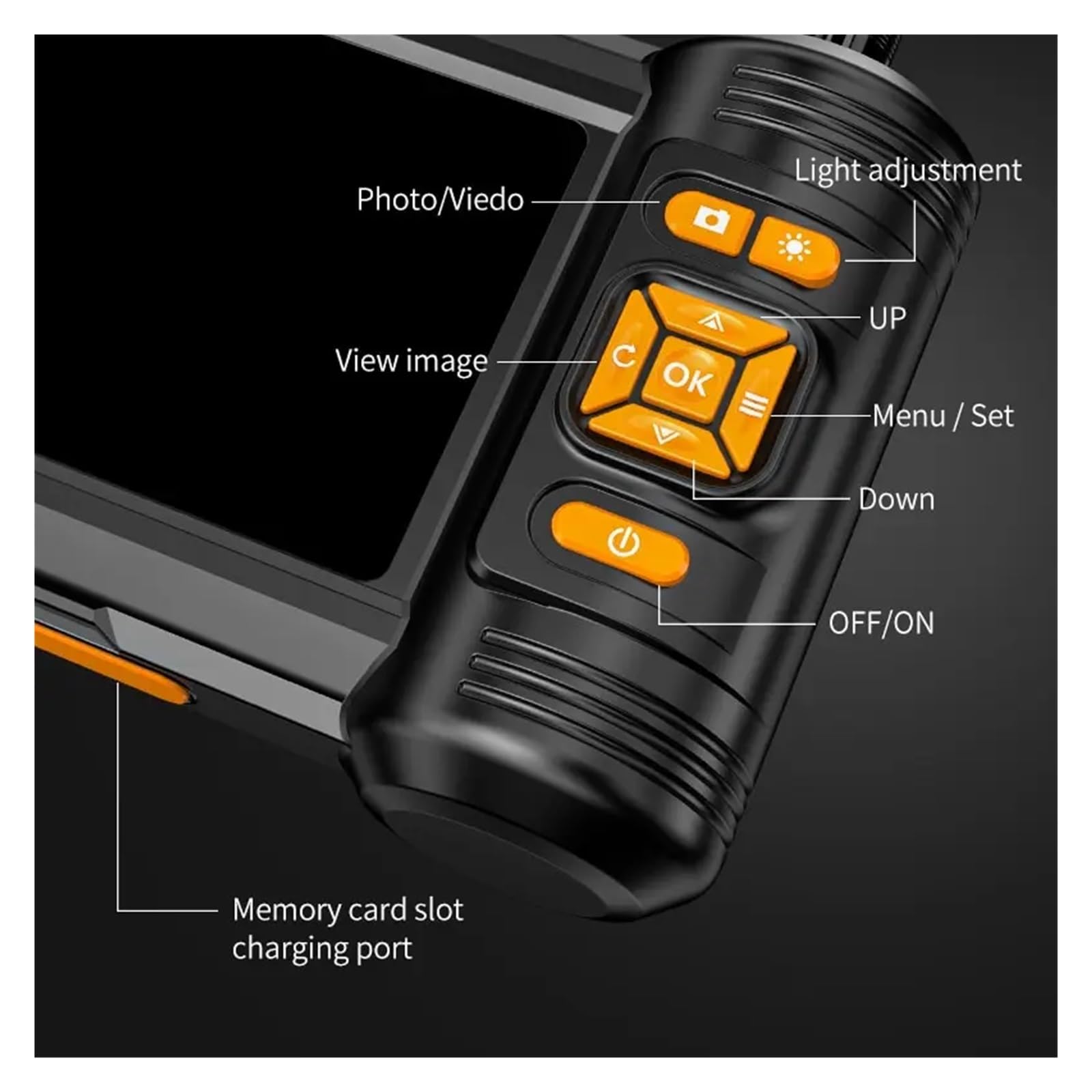 Dual & Triple Lens Industrial Endoscope 1080P 5 ''LCD Borescope Inspection Camera With 8mm IP67 Waterproof Snake Camera For Car(10m,Dual lens)
