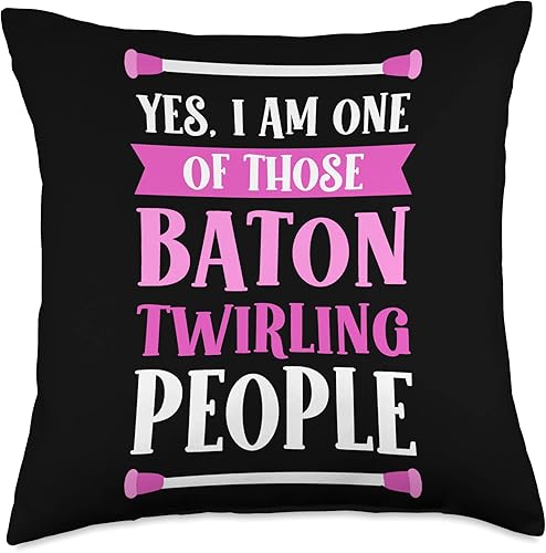 Majorette & Baton Twirler Shirts & Merch Gymnastic Majorette Twirler Baton Twirling Throw Pillow, 18x18, Multicolor