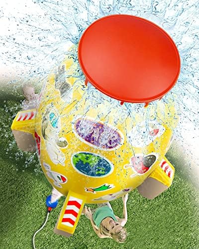 Outdoor Sprinkler for Kids - Water Spray Rocket - Summer Yard Toys for Toddlers, Water Fun Toys for Backyard Garden Activities, Water Rocket Toys for 3 4 5 6 7 8 9 10 Year Old Boys Girls Gift, Yellow
