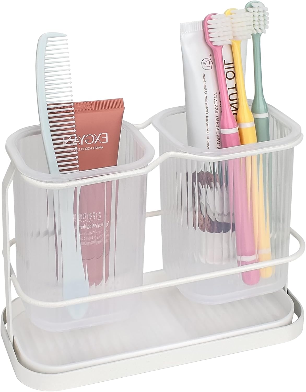 Toothbrush Holder Electric Toothbrush Holder Caddy for Bathroom Countertop & Wall Mounted, 2 Cup ...