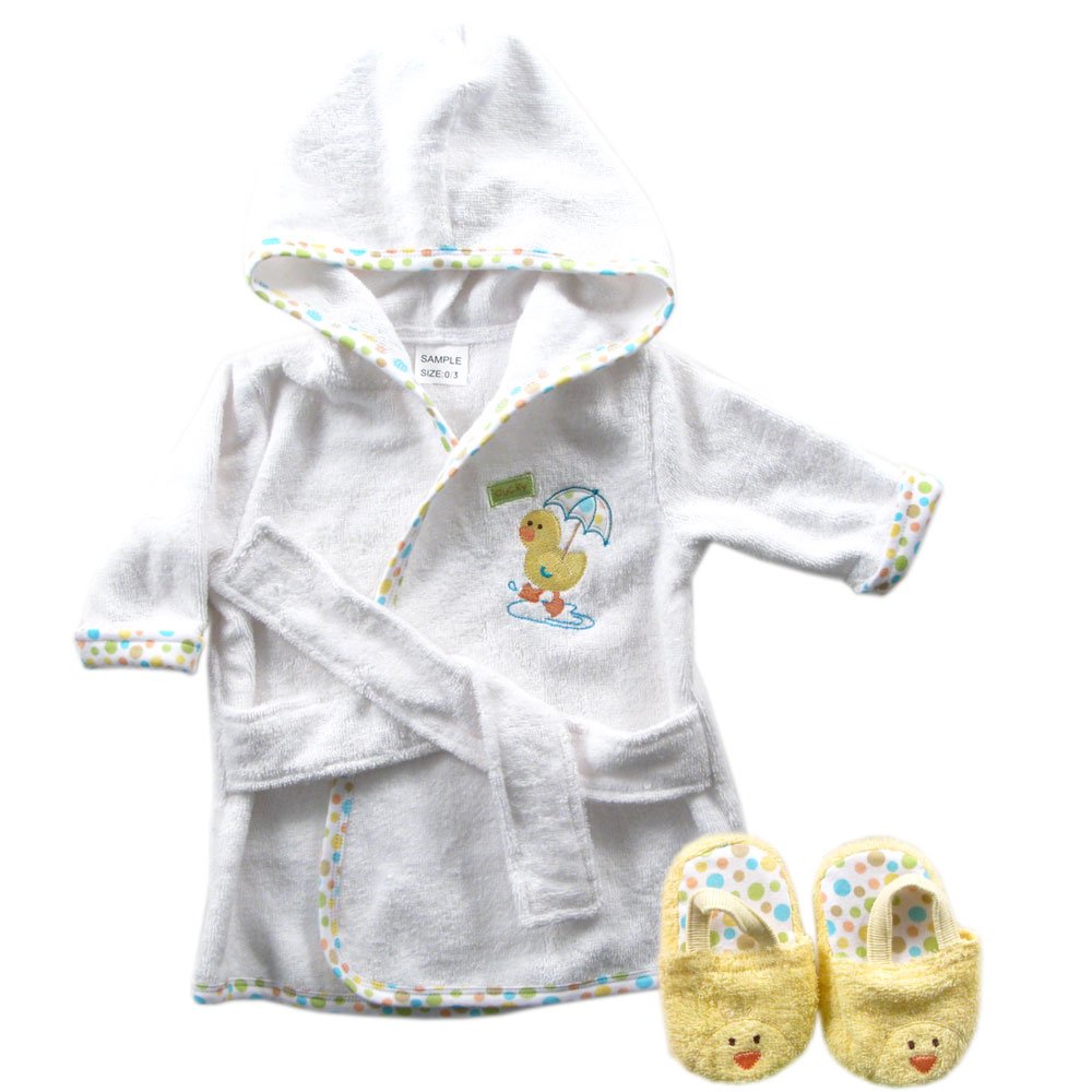 Luvable Friends Unisex Baby Cotton Terry Bathrobe, Yellow, One Size