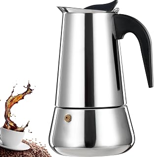 Humongous 6 Cup Stovetop Maker Stainless Steel Moka Pot Maker Percolator Italian Coffee Maker Capable Mocha Coffee Machine... Price In India