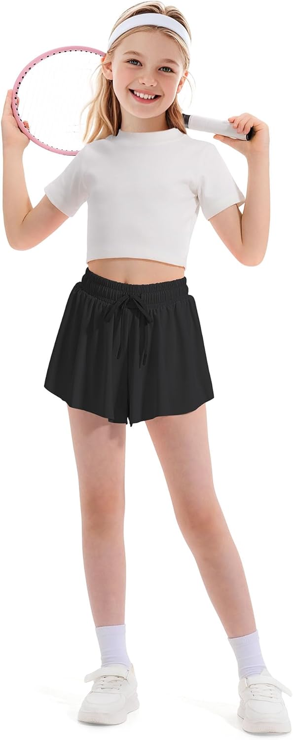 Witwot Butterfly Shorts Girls, 2-in-1 Teen/Kids Girl Flowy Skort for Running, Tennis, Dance - Image 4