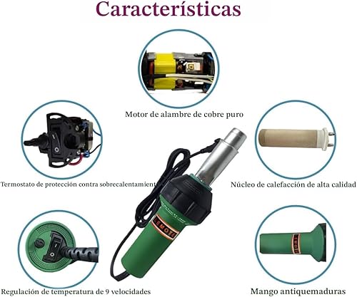 Miniatura 3 de Pistola de aire caliente 110V Antorcha de soldadura 1600W Pistola de calor Soldador de plástico Kits de soldador de techos