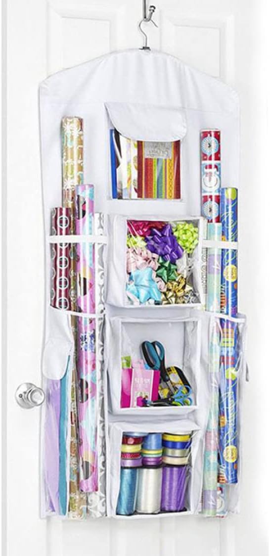 Eioflia Christmas Wrapping Paper Organizer Double-Sided Rear Door Gift Wrapping Paper Storage Bag Wrapping Paper Organizer,Double-Sided Gift Wrap Organizer,Wrapping Paper Storage Bag,Door Storage : Home & Kitchen