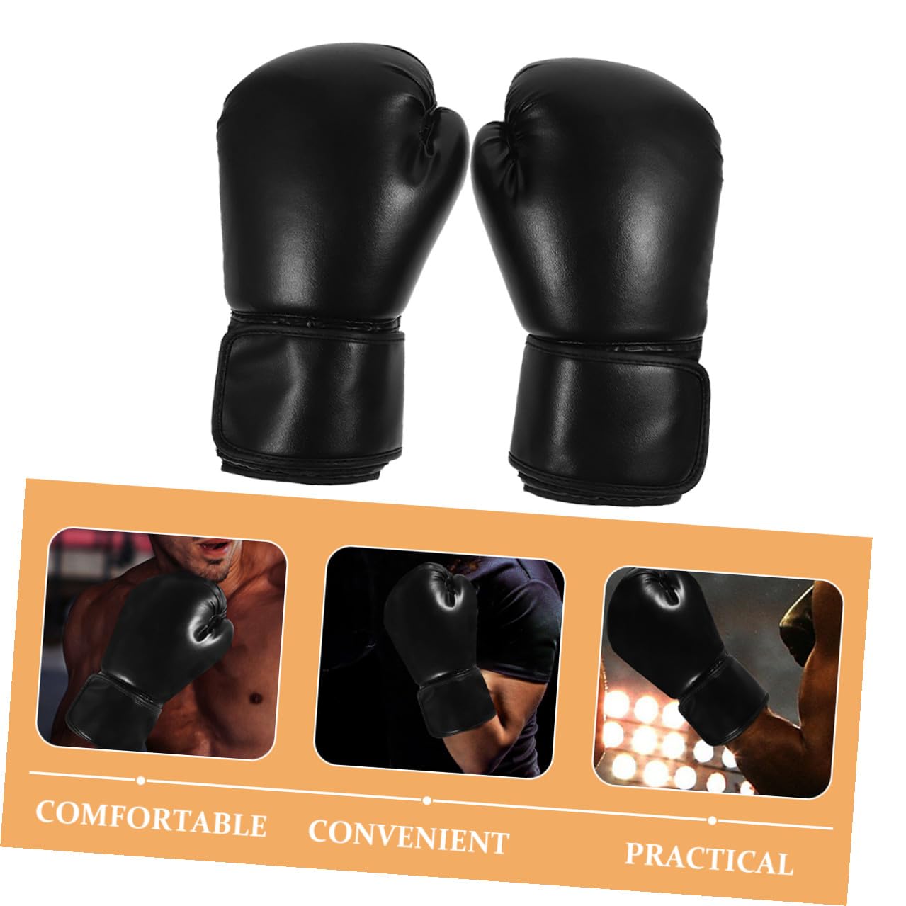 Guantoni da Boxe Training in Pu Nero 1 Paio per Kickboxing | Taekwondo e Muay Thai, Vestibilità Confortevole, Antiusura, Posizione Naturale della Mano