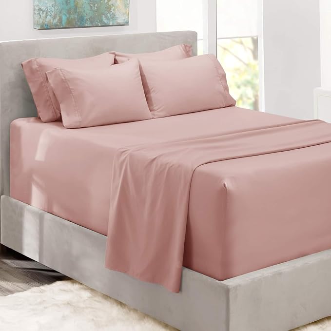 Hearth & Harbor Extra Deep Pocket King Size Sets - Fits Mattress 18-24 Inches Deep - Extra Deep Pocket Sheets - 6 Piece King Size - Silver