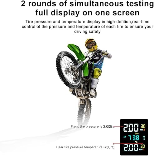 Miniatura 7 de leepee Sistema de alarma para monitoreo de presión de neumáticos de motocicleta, pantalla LCD, temperatura del neumático del motor con 2 sensores
