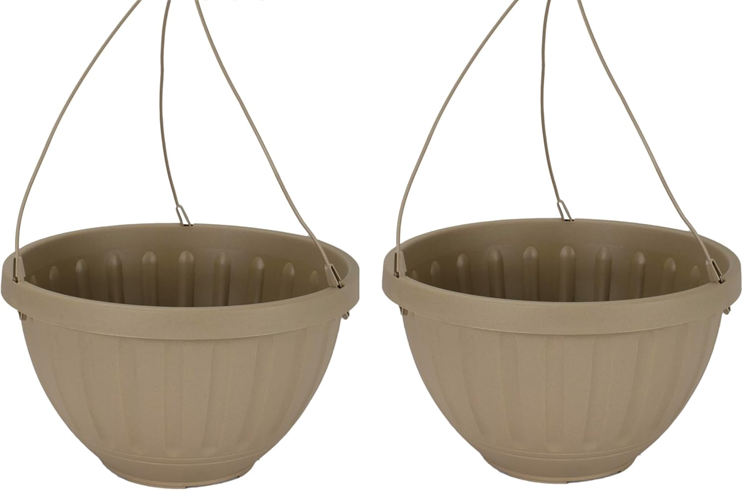 The HC Companies 12 Inch Terra Roma Hanging Planter for Indoor Plants - Round Plant Hanging Basket with Drainage Hole, Clay (Pack of 2)