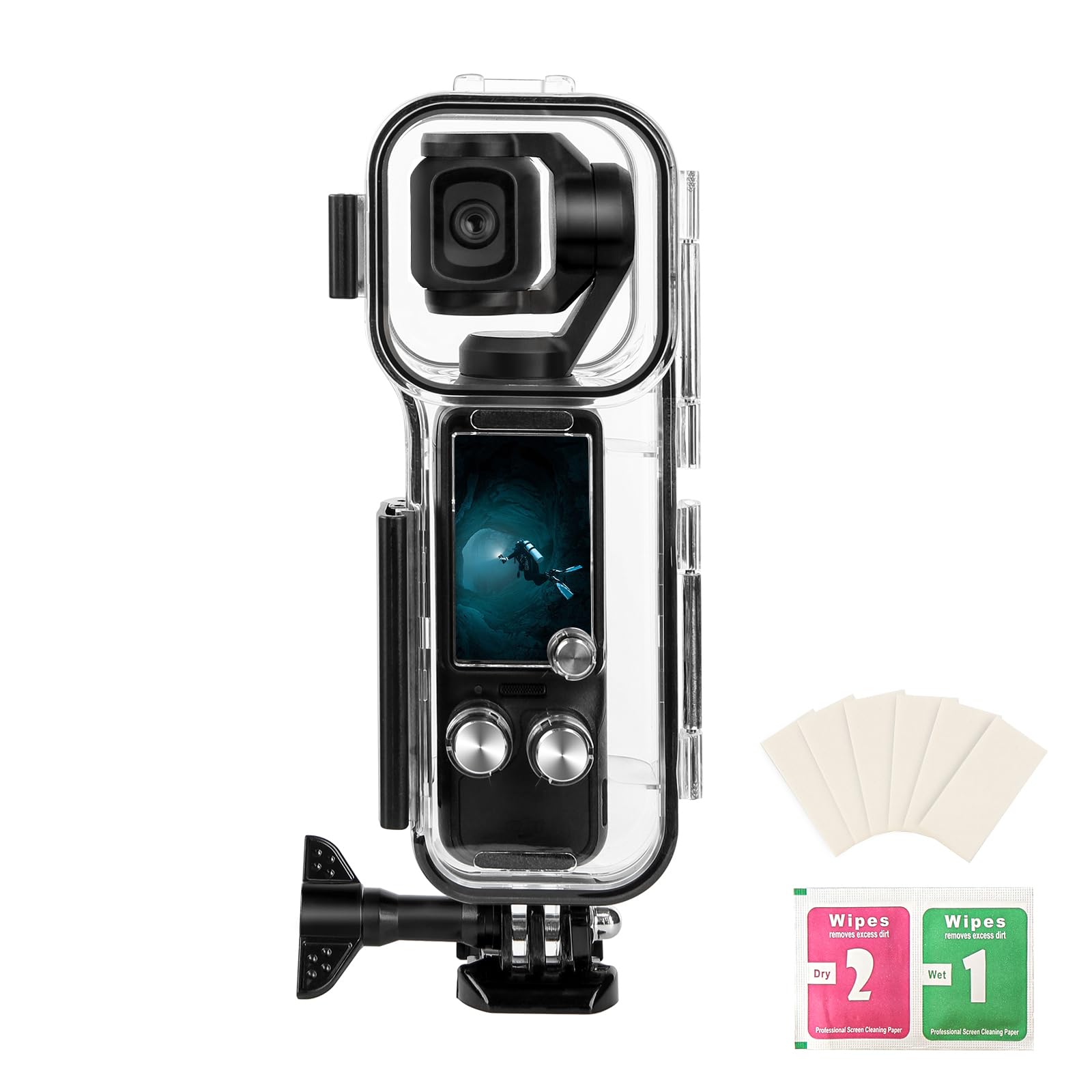 Custodia subacquea impermeabile per DJI Osmo Pocket 3-148FT/45M con supporto, custodia subacquea protettiva compatibile con il kit di accessori DJI Pocket 3