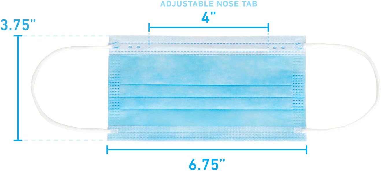 StringKing Disposable Face Masks for Protection - 3-Ply Mask - Premium Filter, Adjustable Metal Nose Piece and Elastic Band Ear Loops - Latex-Free (Case of 1000 - Blue)