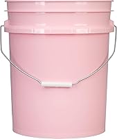 Vista 2 de House Naturals Cubo de cubo rosa de grado alimenticio de 5 galones con tapa hermética de rosca (paquete de 2) hecho en Estados Unidos