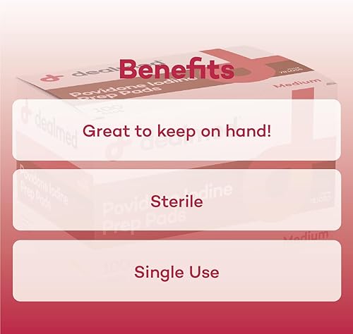 Miniatura 5 de Dealmed Povidone Yodine Prep Pad 10% - Paquetes sellados individualmente, perfectos para el cuidado de heridas y botiquines portátiles de primeros