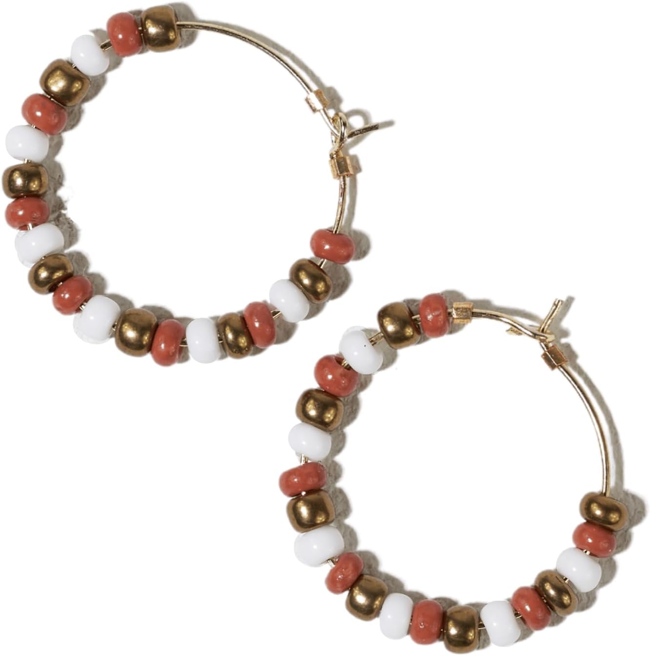 INK+ALLOY Game Day Earrings for Women, Beaded Hoops for College Football Fans, Handmade Jewelry for College Students, Alumni, Teachers, Team Gifts, 3/4-Inch