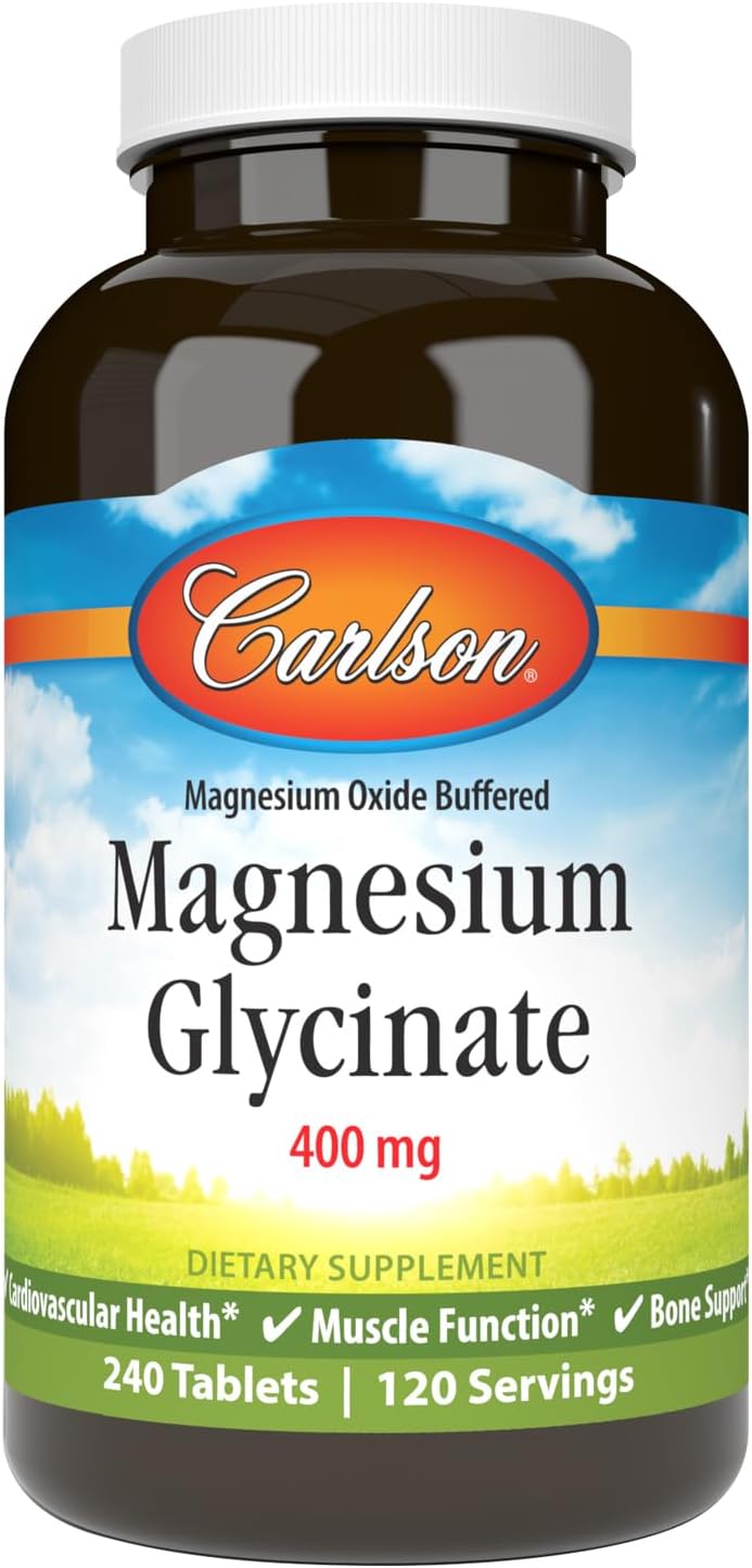Carlson – Buffered Magnesium, 400 mg – Gentle Absorption for Heart & Muscle Function, Bone Support, 240 Tablets
