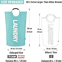 Vista 2 de Caroeas - Cesta para la colada (tamaño extragrande, 7 colores), impermeable, bolsa de lavandería con asas acolchadas, cesta para la ropa, se