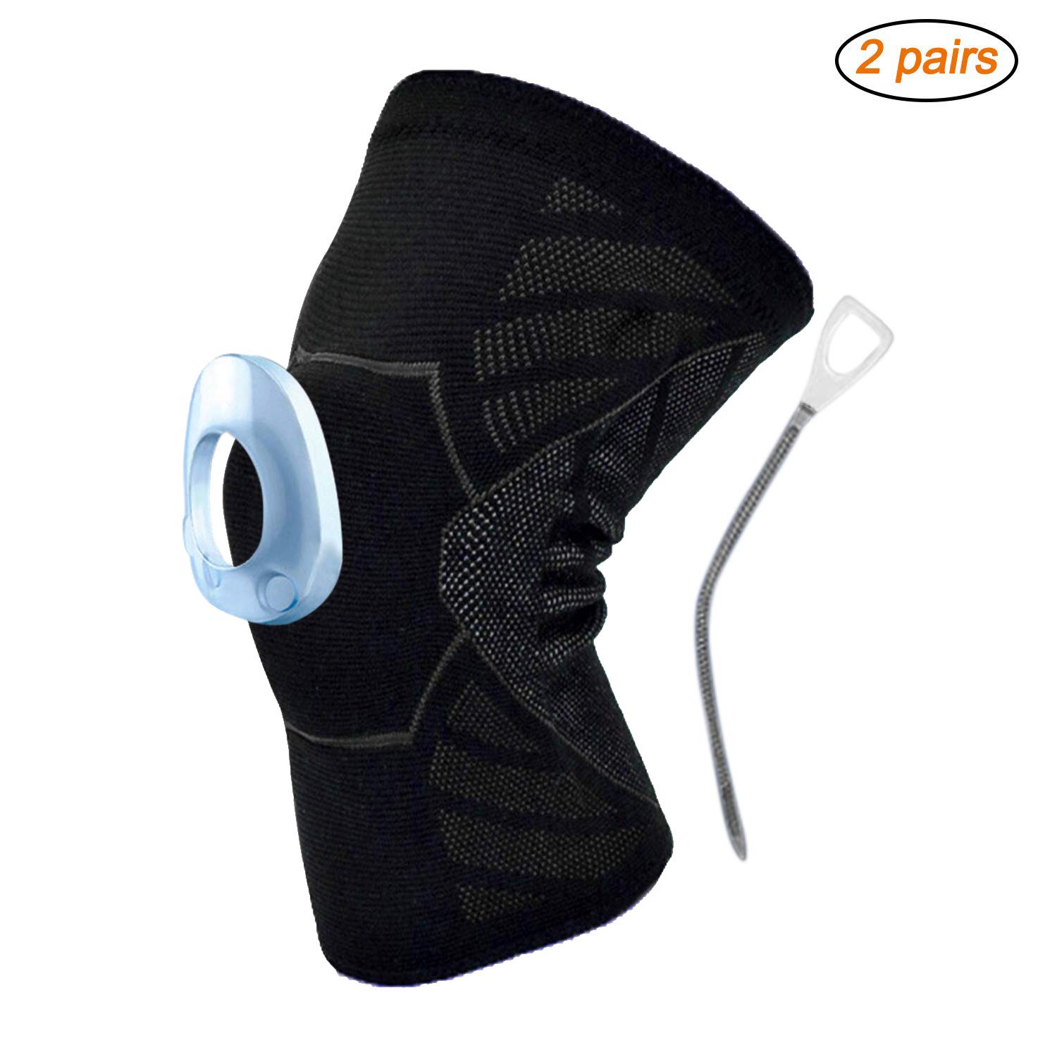 Knee Support for Men and Women (1 Pair), Compression Sleeves Brace Protective Knee Pads with Stabilizers for Meniscus Tear, Arthritis, Ideal for Running, Biking, Basketball, Baseball, Football etc.