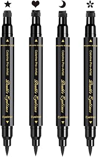 4 pack Eyeliner Stamp Set, Black Eyeliner Stamp, Waterproof Eyeliner All Day Long-Lasting Liquid Eyeliner Black & Smudge-proof Makeup Eye Liners (Heart+Flower+Star+ Moon)