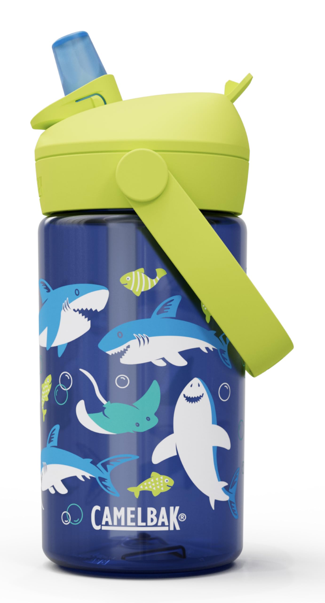CamelBak THRIVE FLIP STRAW KIDS 415 ml – bouteille de sport – étanche – pour enfants – facile à manipuler – idéal pour les déplacements – Sharks And Rays, taille: OS