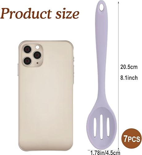 Miniatura 2 de Vituer - Juego de 7 cucharas de silicona para servir, resistentes al calor, cucharas ranuradas para cocinar, cucharas de silicona antiadherentes,