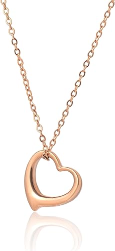 Altitude Boutique Collar de corazón abierto para mujer, collar de corazón flotante, hipoalergénico, simple, collar de corazón con texto en inglés "I