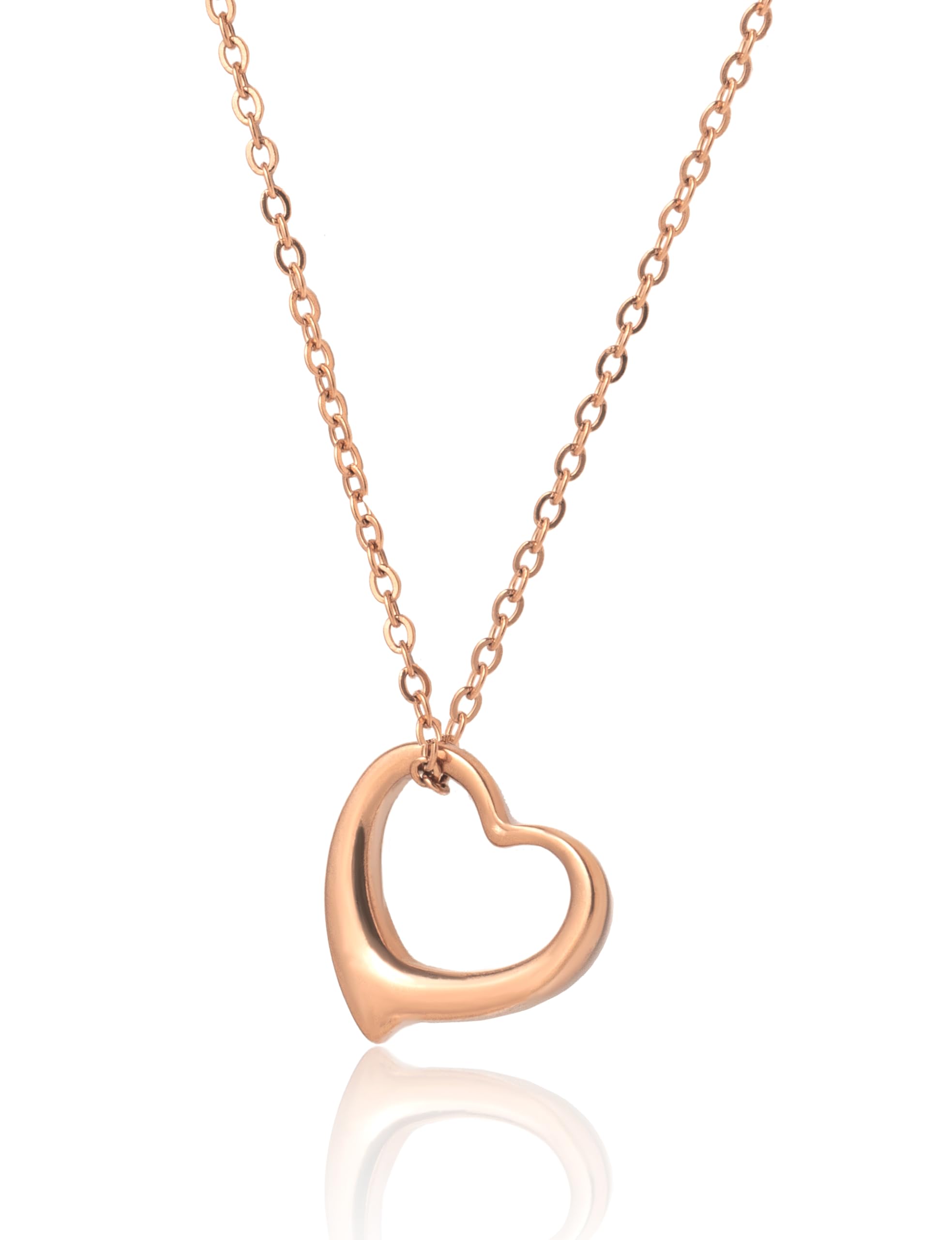 Altitude Boutique Open Heart Necklace for Women Floating Heart Necklace Hypoallergenic Simple Heart Necklace For Girls I Love You Necklace (Gold, Rose Gold, Silver)