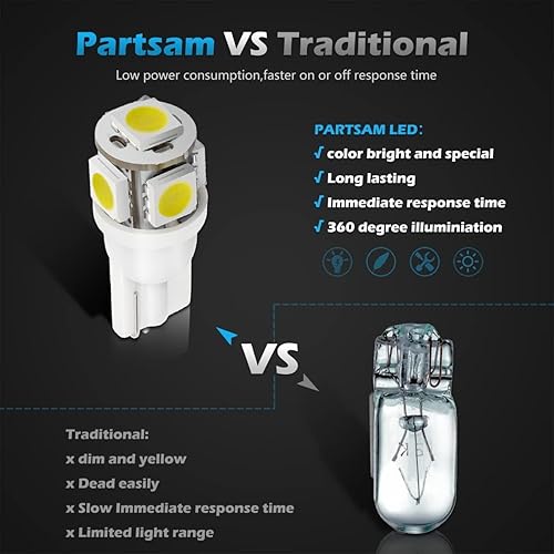 Miniatura 2 de Partsam paquete de 12 luces LED para Acura 2004-2008 mapadomoespejoguanteracajaplaca, focos LED, Blanco